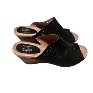 NWOT Croft & Barrow Black Open-Toe Wedges Size 9